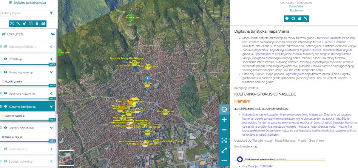 GIS- Digitalna turistička mapa – Grad Vranje